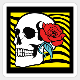 skull with rose flower Sticker